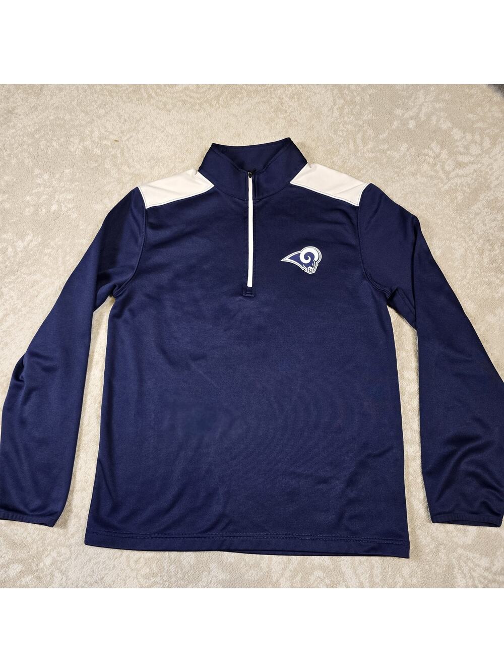 NFL Team Apparel- Los Angeles Rams Men's Medium 1/4 Zip Pullover Blue / White